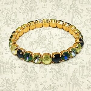 Green Matcha Sponge In Premium Crystals On Stretchy Bracelet Gold Plated